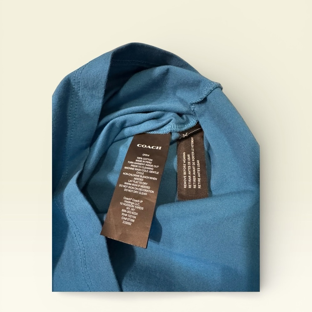 Coach Teal Tee Shirt Unisex XS 18 ptp - Picture 4 of 6